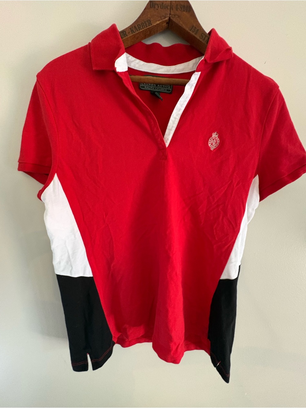 Ralph Lauren Red Polo with White & Black Panels
